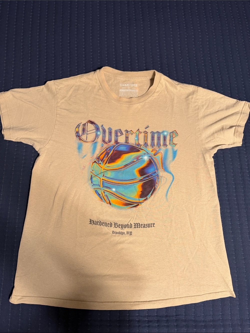 Overtime Graphic Basketball Tee in Beige